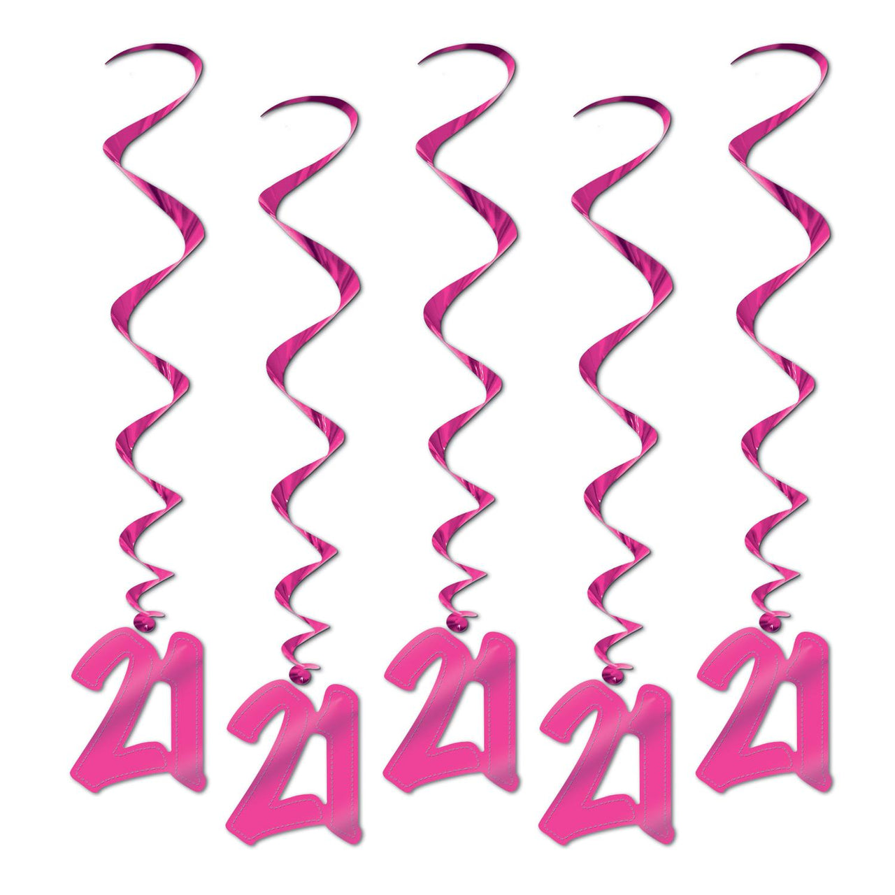Beistle 21st Birthday Party Whirls Pink (5/Pkg)
