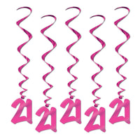Beistle 21st Birthday Party Whirls Pink (5/Pkg)
