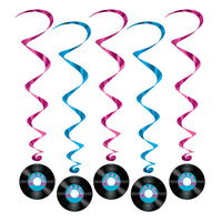 Beistle Rock & Roll Record Party Whirls (5/Pkg)