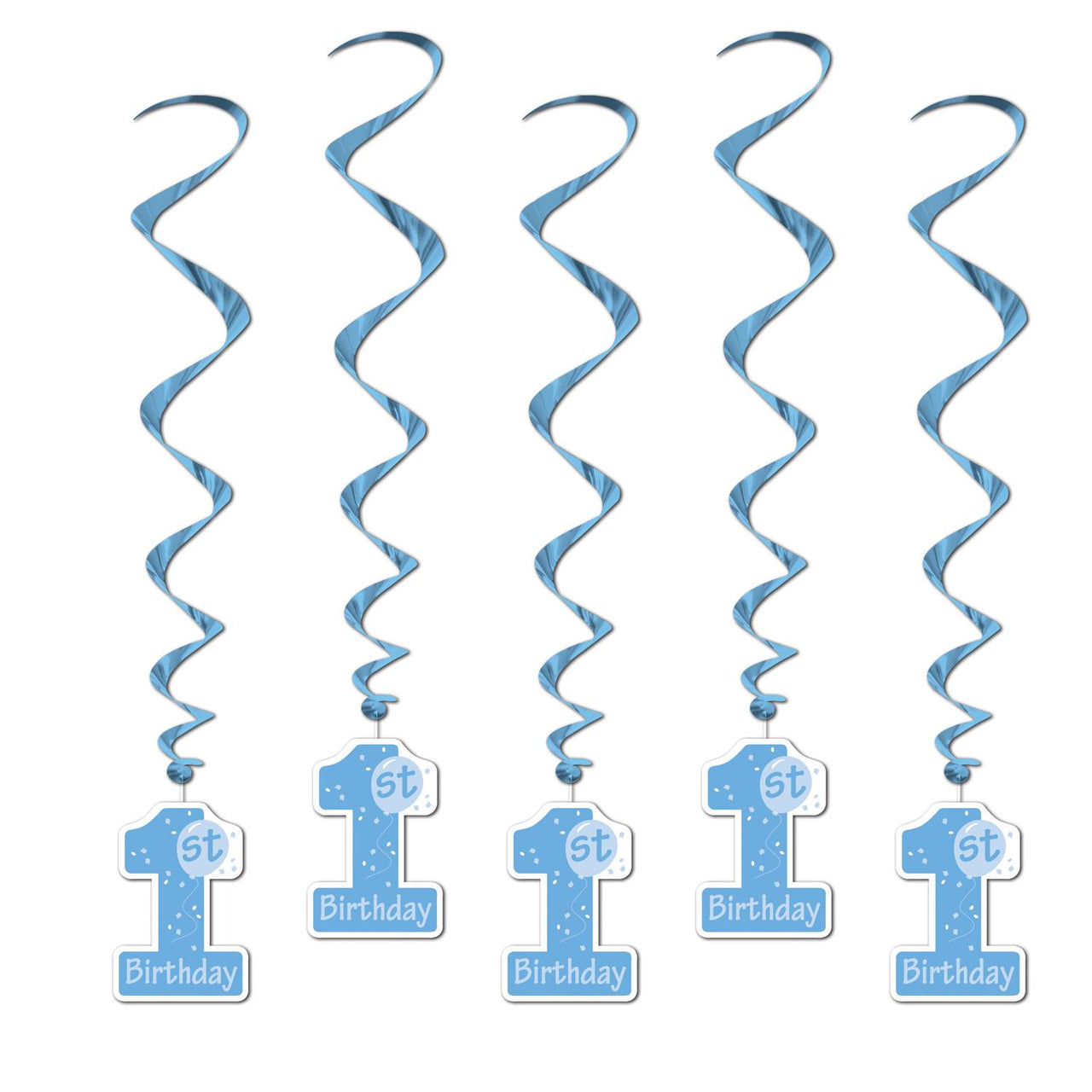 Beistle 1st Birthday Party Whirls - blue (5/Pkg)
