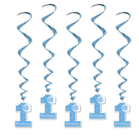 Beistle 1st Birthday Party Whirls - blue (5/Pkg)