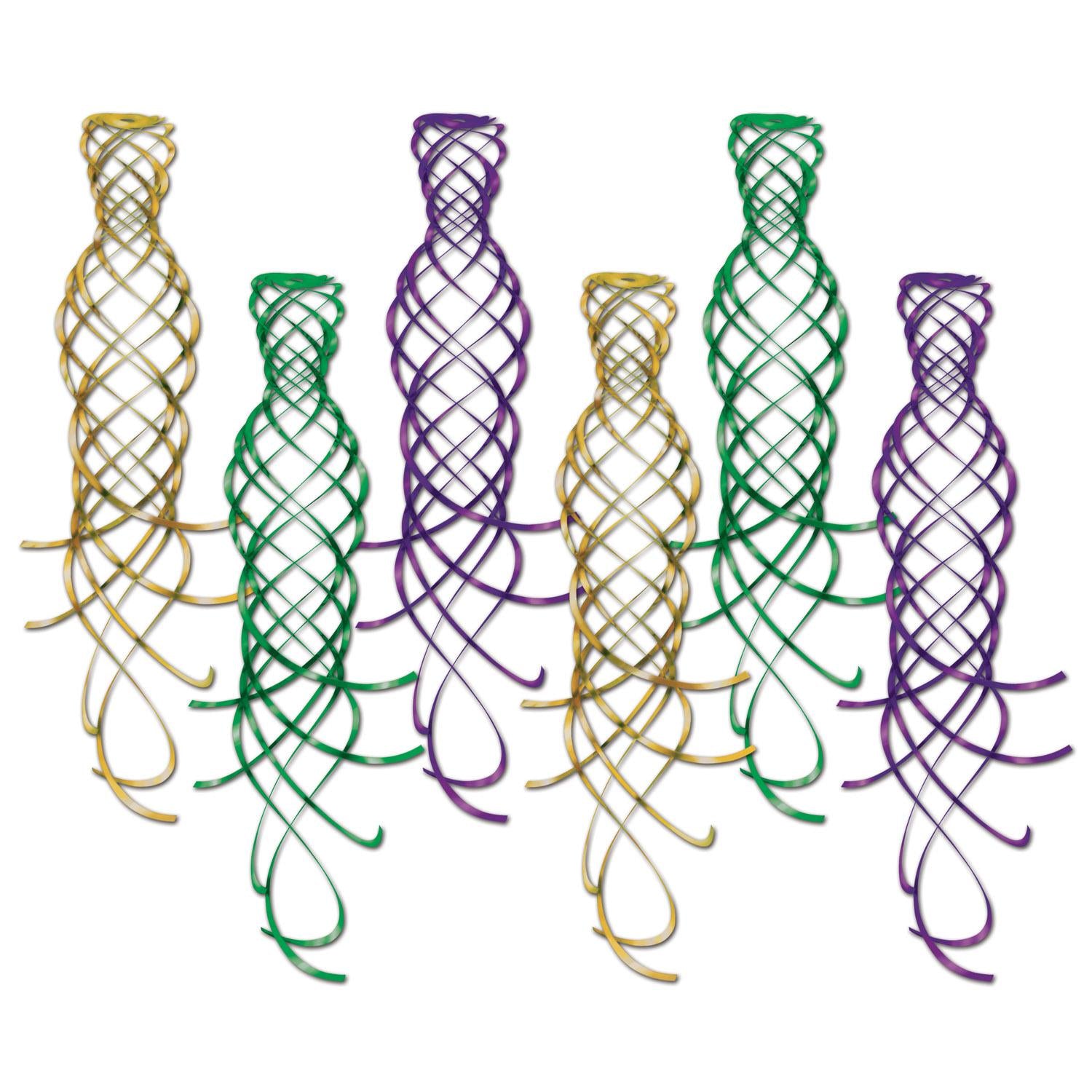Shimmering Party Whirls Assorted gold - green - purple (6/Pkg)