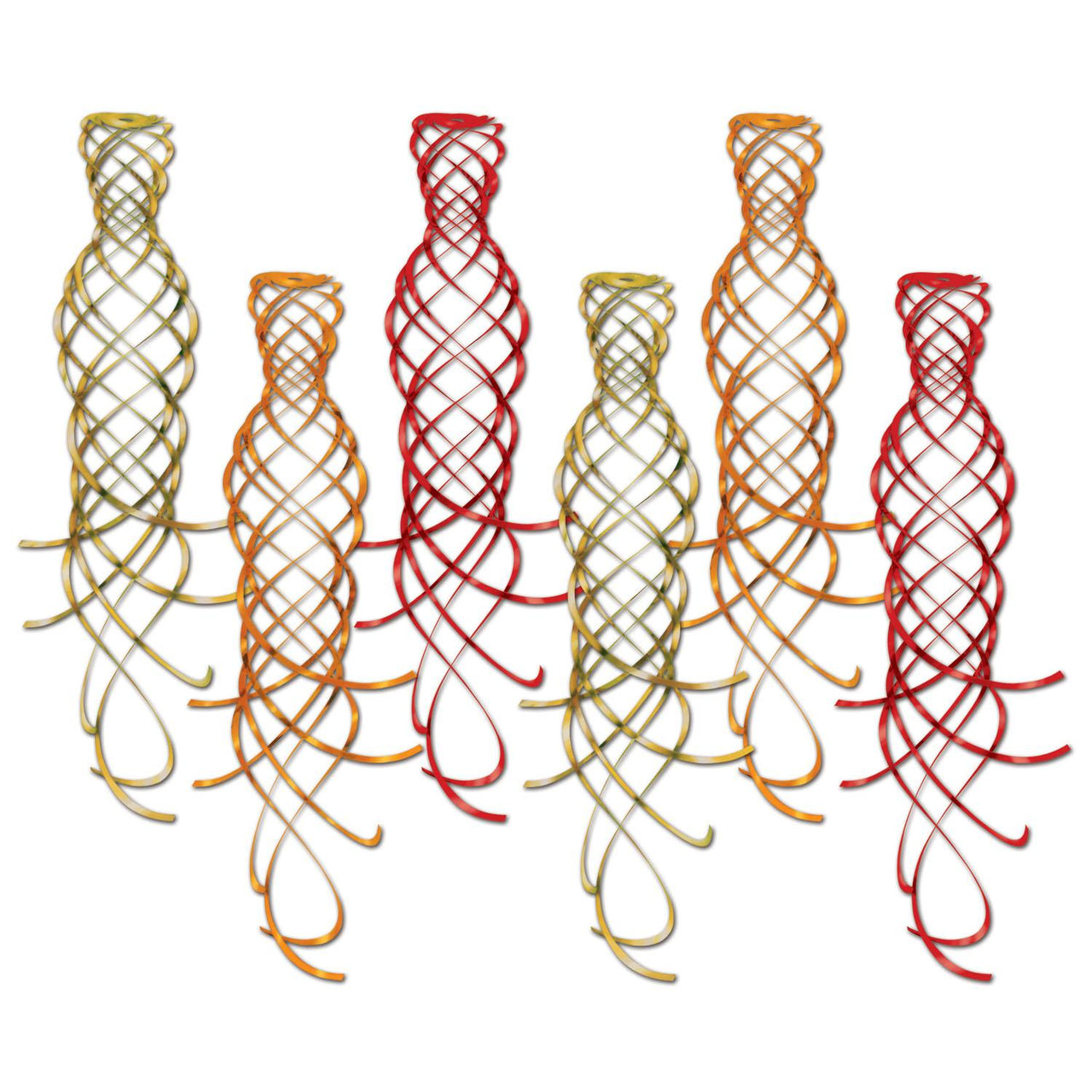 Shimmering Party Whirls Assorted gold - orange - red (6/Pkg)