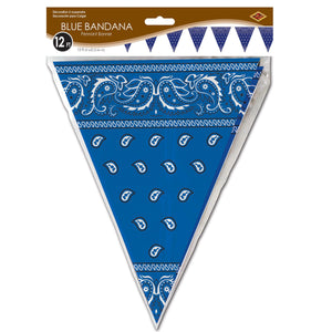 Blue Bandana Pennant Banner, party supplies, decorations, The Beistle Company, Western, Bulk, Western Party Theme, Western Party Decorations