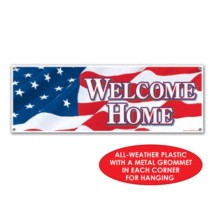Beistle Welcome Home Sign Banner (Pack of 12) - 5th of July Party Decorations, 4th of July Political and Patriotic