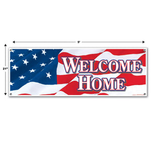 Beistle Welcome Home Sign Banner (Pack of 12) - 5th of July Party Decorations, 4th of July Political and Patriotic