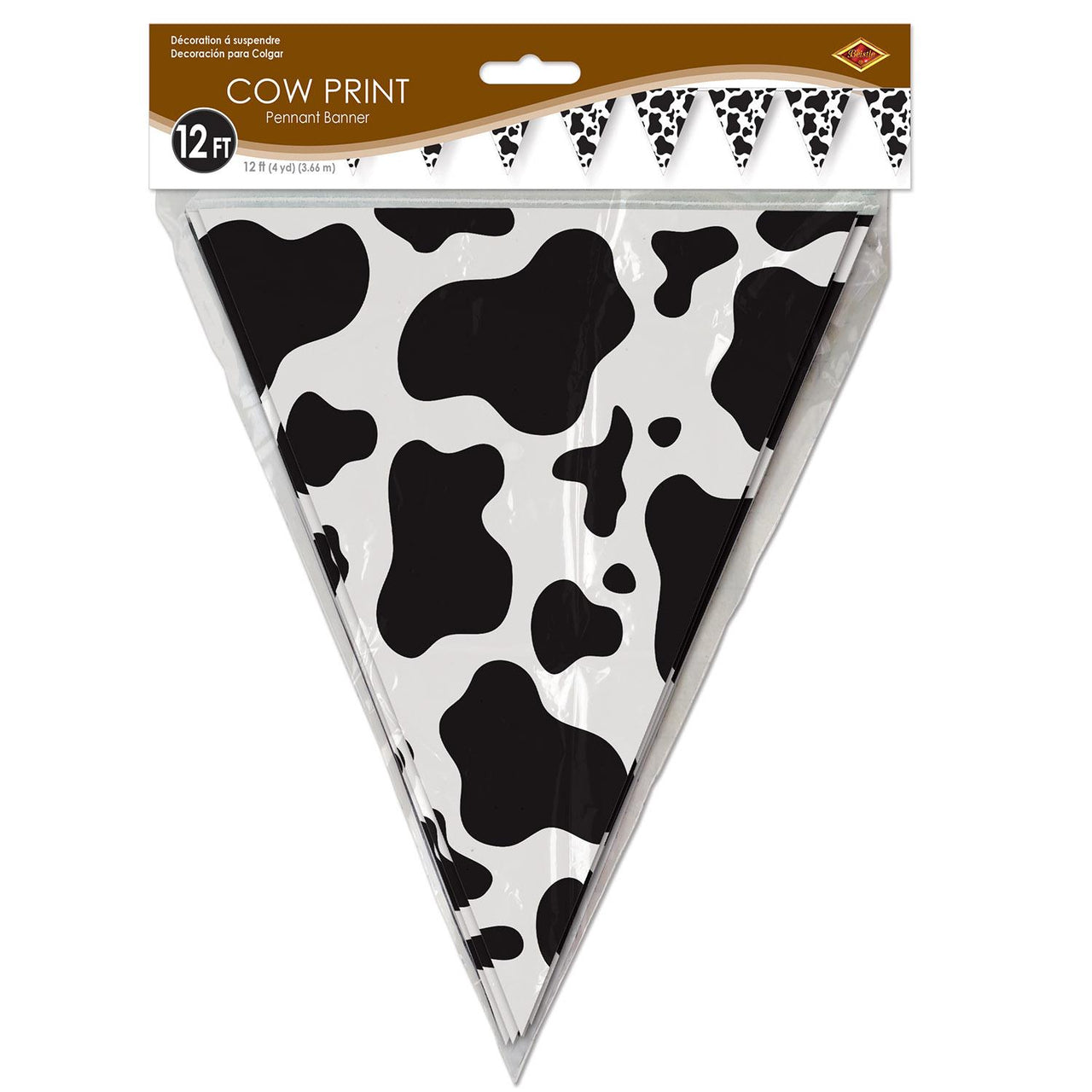 Bulk Cow Print Pennant Banner (Case of 12) by Beistle