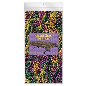 Bulk Mardi Gras Bead Necklaces Tablecover (Case of 12) by Beistle