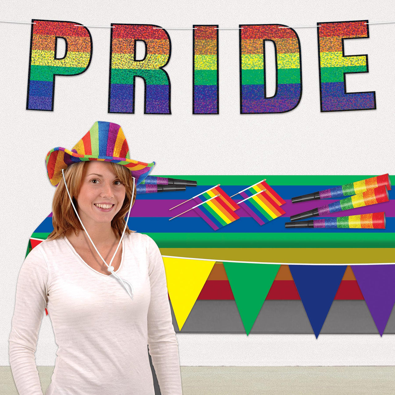 Bulk Rainbow Tablecover (Case of 12) by Beistle