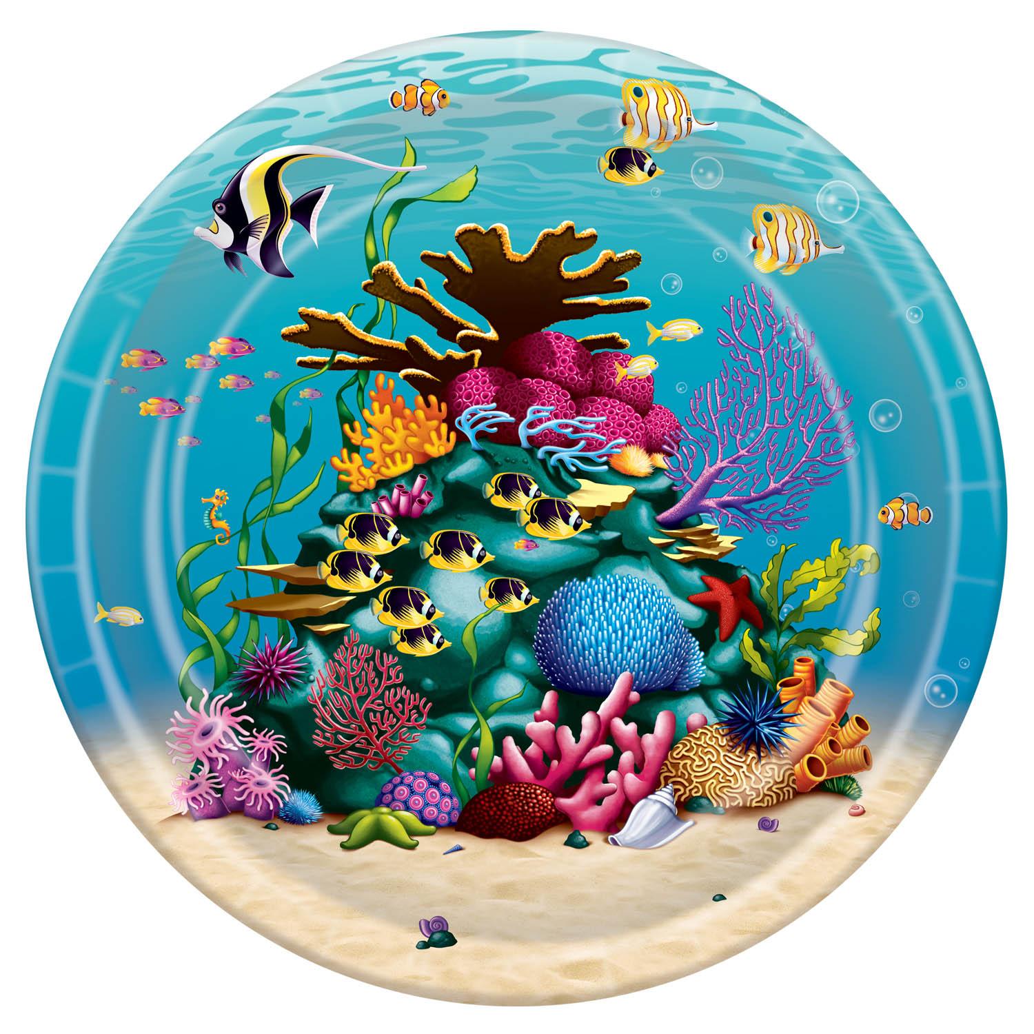 Beistle Under The Sea Theme Party Paper Plates 9 inch, 8/Pkg