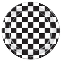 Black and White Checkered Party Paper Plates 9 inch (8/Pkg)