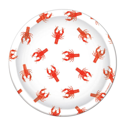 Beistle Mardi Gras Crawfish Paper Plates 9 inch, 8/Pkg