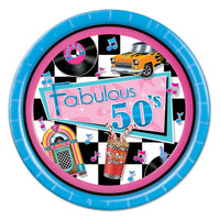 Beistle Fabulous 50's Party Paper Plates 9 inch, 8/Pkg