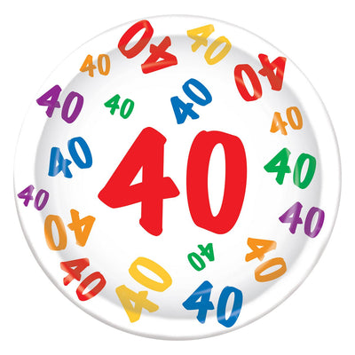 Beistle 40th Birthday Party Paper Plates 9 inch, 8/Pkg