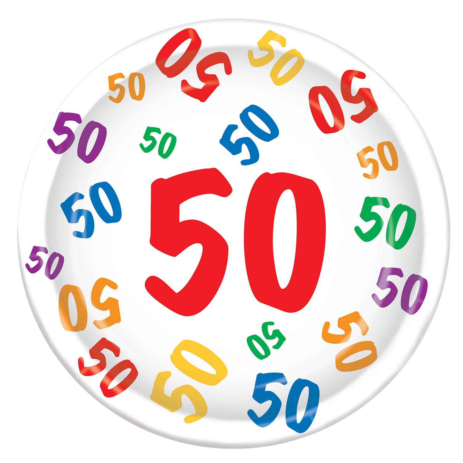 Beistle 50th Birthday Party Paper Plates 9 inch, 8/Pkg