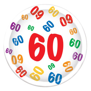 Beistle 60th Birthday Party Paper Plates 9 inch, 8/Pkg