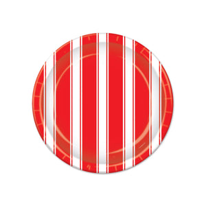 Beistle Red & White Stripes Party Paper Plates 7 inch, 8/Pkg