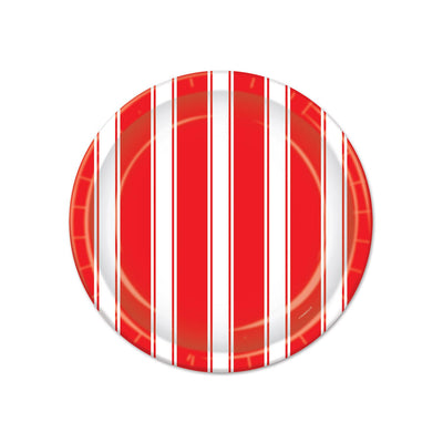 Beistle Red & White Stripes Party Paper Plates 7 inch, 8/Pkg