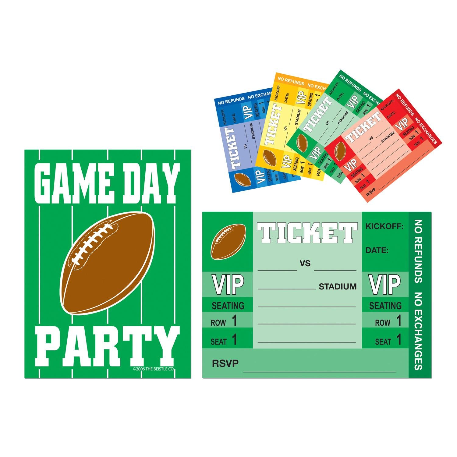 Beistle Game Day Football Party Invitations (8/Pkg)