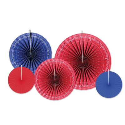 Beistle Bandana Accordion Party Paper Fans (5/Pkg)