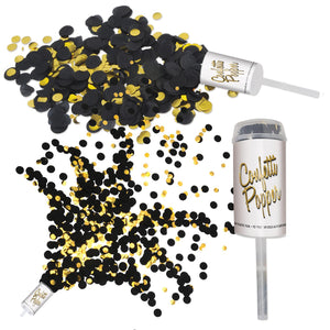 Bulk Black and Gold Push Up Confetti Poppers (Case of 96) by Beistle
