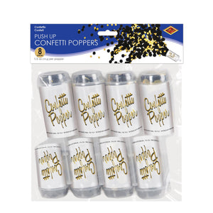 Bulk Black and Gold Push Up Confetti Poppers (Case of 96) by Beistle