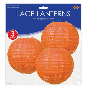Lace Paper Lanterns Orange, 8 inch,, party supplies, decorations, The Beistle Company, General Occasion, Bulk, General Party Decorations, Paper Lanterns