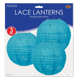 Lace Paper Lanterns Turquoise, 8 inch,, party supplies, decorations, The Beistle Company, General Occasion, Bulk, General Party Decorations, Paper Lanterns