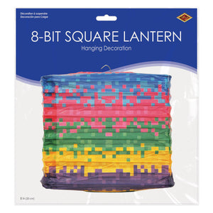 8-Bit Square Paper Lantern, party supplies, decorations, The Beistle Company, 8-Bit, Bulk, Other Party Themes, 8-Bit Party Supplies 
