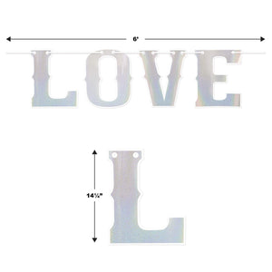 Glittered Love Streamer, party supplies, decorations, The Beistle Company, Wedding, Bulk, Wedding & Anniversary, Wedding and Anniversary Decorations, Wedding and Anniversary Signs and Banners