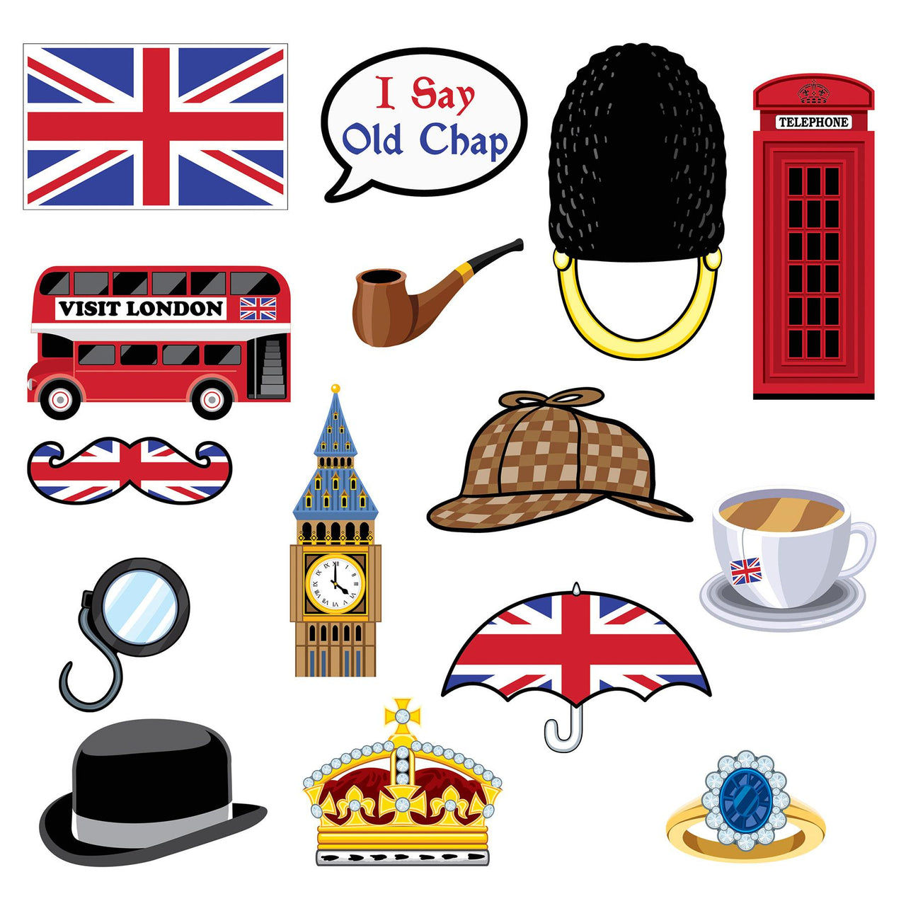 Beistle British Party Photo Fun Signs (15/Pkg)