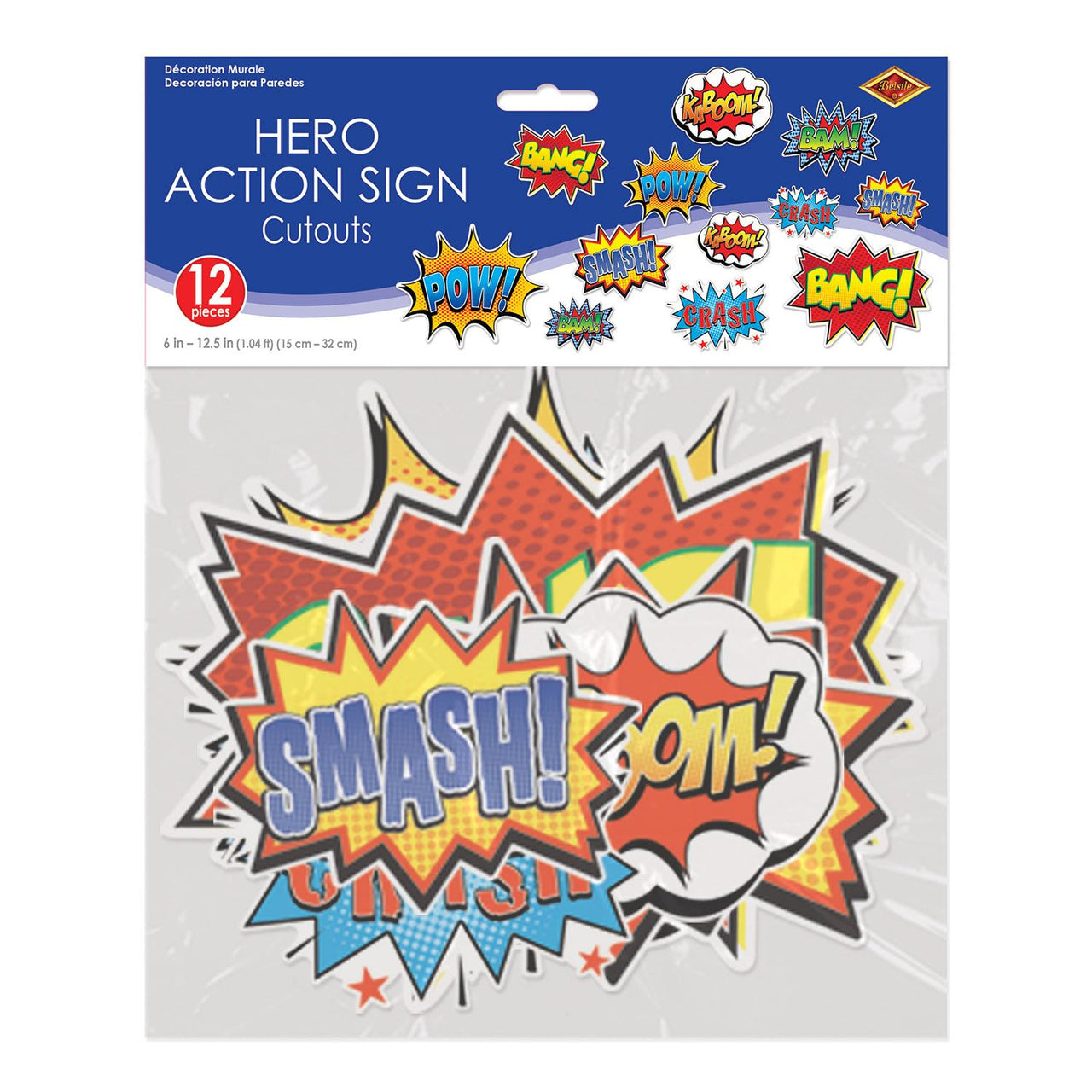 Hero Action Sign 12 Count Hero Action Party Sign Cutouts | Beistle – Bulk Party Supplies