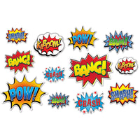 Beistle Hero Action Party Sign Cutouts (12/Pkg)
