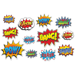 Beistle Hero Action Party Sign Cutouts (12/Pkg)