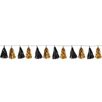 Beistle Metallic Tassel Party Garland - black & gold