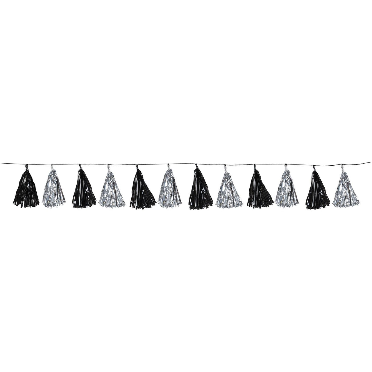 Beistle Metallic Tassel Party Garland - black & silver