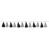 Beistle Metallic Tassel Party Garland - black & silver