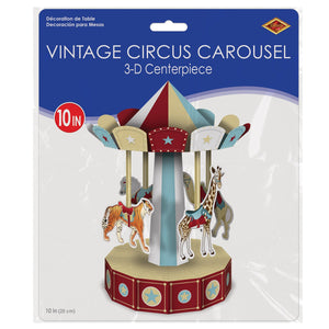 Beistle 3-D Vintage Circus Carousel Centerpiece (Pack of 12) - Vintage Circus Party Theme