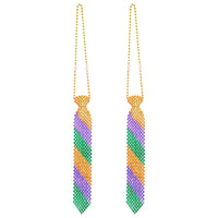 Beaded Mardi Gras Tie, party supplies, decorations, The Beistle Company, Mardi Gras, Bulk, Holiday Party Supplies, Mardi Gras Party Supplies, Mardi Gras Stuff to Wear, Mardi Gras Party Beads