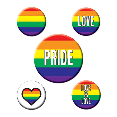 Beistle Rainbow Party Buttons (5/Pkg)