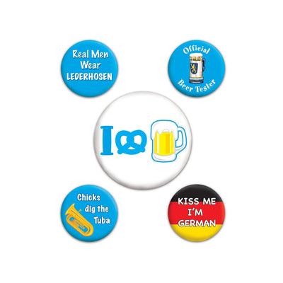 Beistle Oktoberfest Party Buttons (5/Pkg)