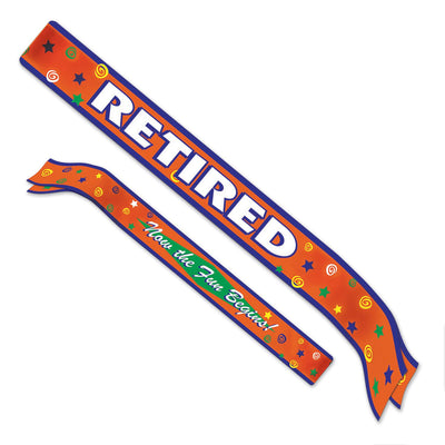 Beistle Retired Now The Fun Begins! Satin Sash- Orange