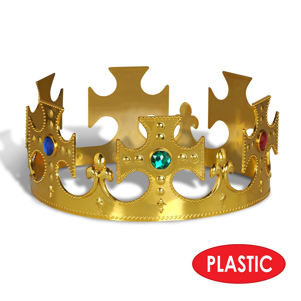 Bulk Plastic Jeweled King's Crown gold (Case of 12) by Beistle