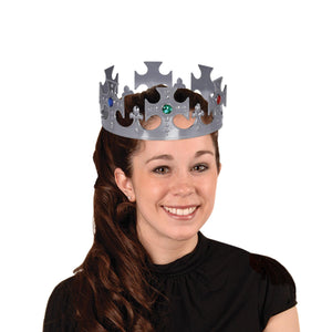 Plastic Jeweled King's Crown - silver