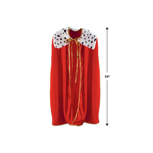 Beistle Child King/Queen Robe – 33-Inch Red Velvet Costume With Faux Fur Collar | Dress-Up & Pretend Play