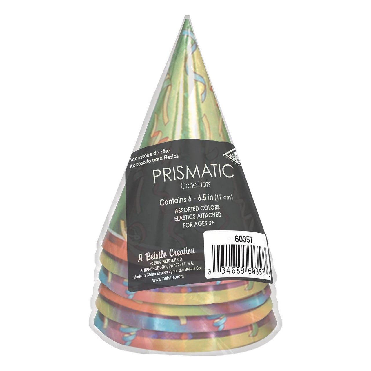 Bulk Prismatic Party Hats assorted colors (Case of 72) by Beistle