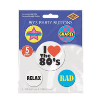 Bulk 80's Party Buttons (Case of 60) by Beistle