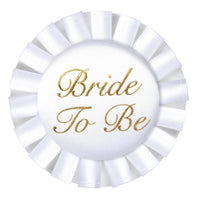 Beistle Bride To Be Satin Button- White
