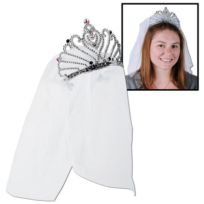 Beistle Bachelorette Party Plastic Bride To Be Tiara with Veil