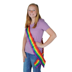 Bulk Party Costume Rainbow Satin Sash (Case of 6) by Beistle
